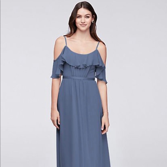 David’s Bridal Steel Blue Dress — Worn Once - Picture 1 of 2